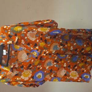 CAbi Floral Blouse in Orange and Multicolor